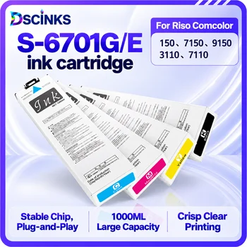 1000ml Full S-6701 S-6702 S-6703 S-6704 Tintenpatronen passend für Riso Comcolor 3150 7150 9150 Drucker
