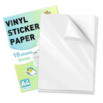 10 Blatt wasserfestes Vinyl-Aufkleberpapier im A4-Format, selbstklebendes Fotopapier, Aufkleber, glänzend