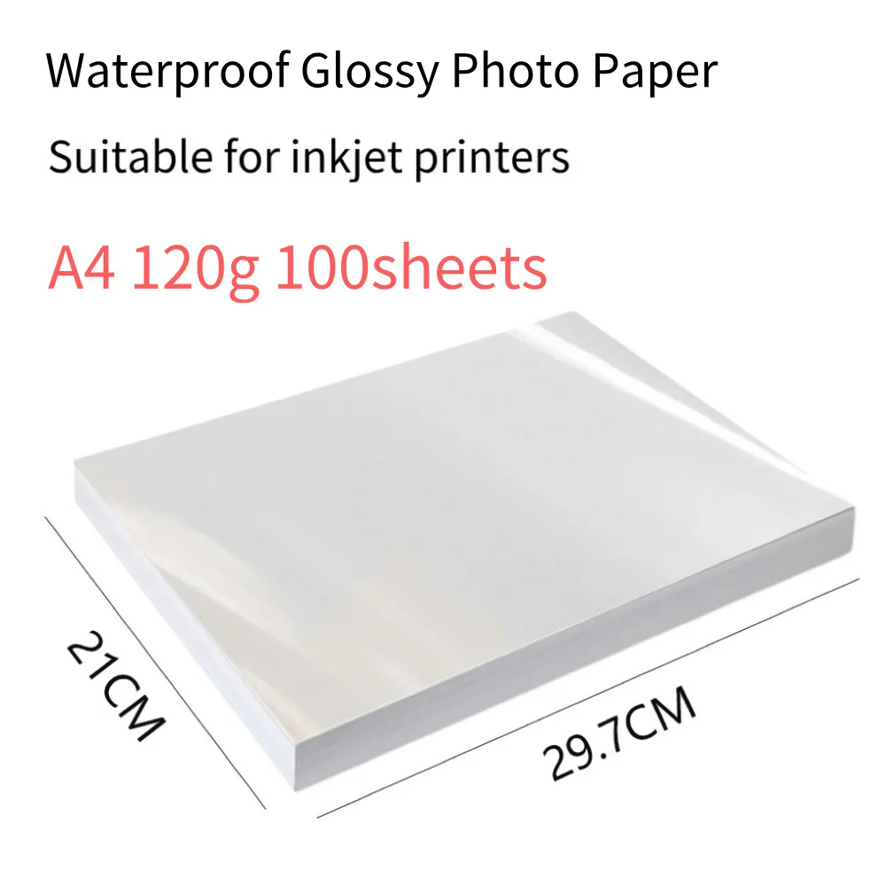 A4 100 Blatt Glänzendes Fotopapier 160 g/m² 120 g Wasserfestes Hochglanz-Schnelltrocknendes Fotopapier