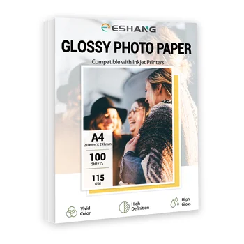 100 Blatt glänzendes, einseitiges A4-Fotopapier 115 g/m2 passend für den Tintenstrahldruck