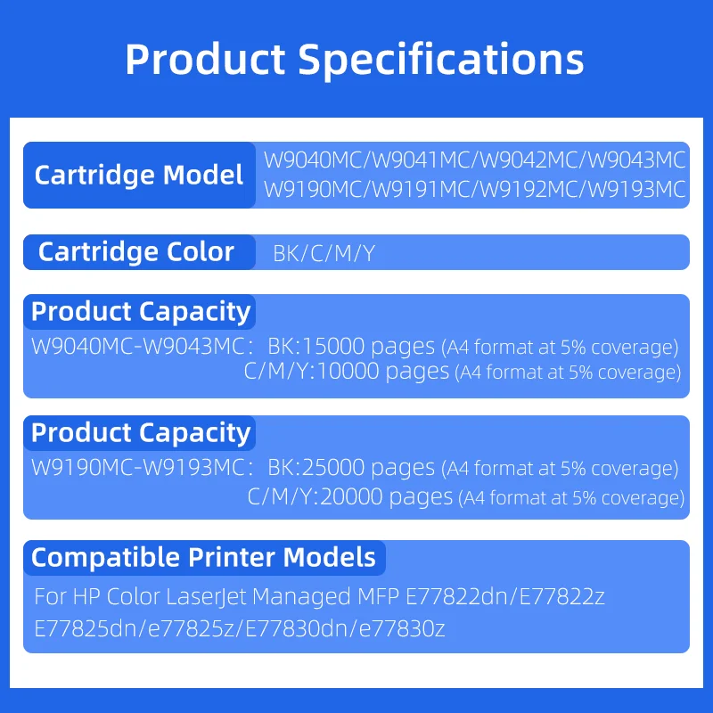W9040MC W9041MC W9190MC Tonerkartuschen passend für HP Color LaserJet – Bild 3