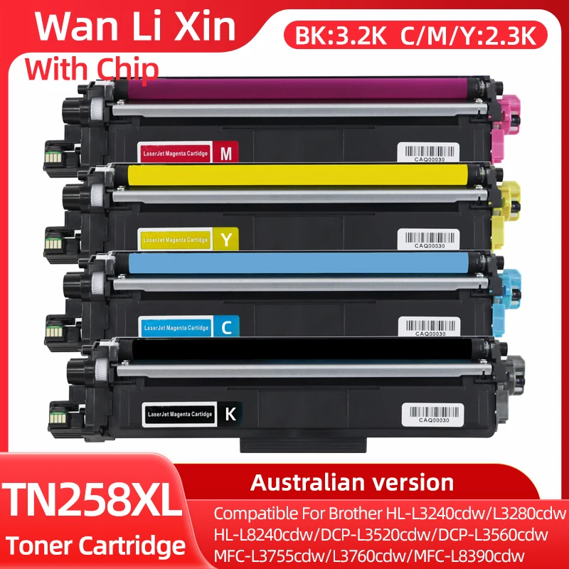 TN258 TN258XL Tonerkartusche passend für Brother HL-L3240cdw L3280cdw L8240cdw DCP-L3520 L3560 cdw MFC-L3755