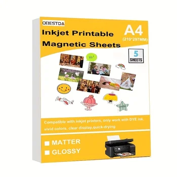 A4 magnetisches glänzendes Fotopapier, Tintenstrahldruck, magnetischer Fotopapierdruck, matt (5 Stück)