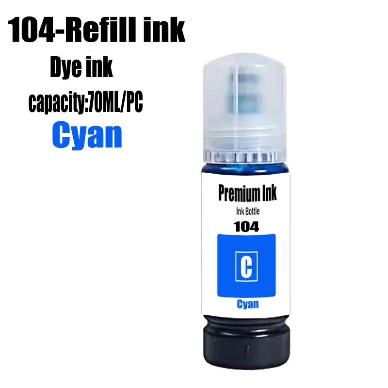 104 Premium Farbkompatible Nachfülltinte auf Wasserbasis passend für Epson ECOTANK ET-2821 ET-2825 ET-2826