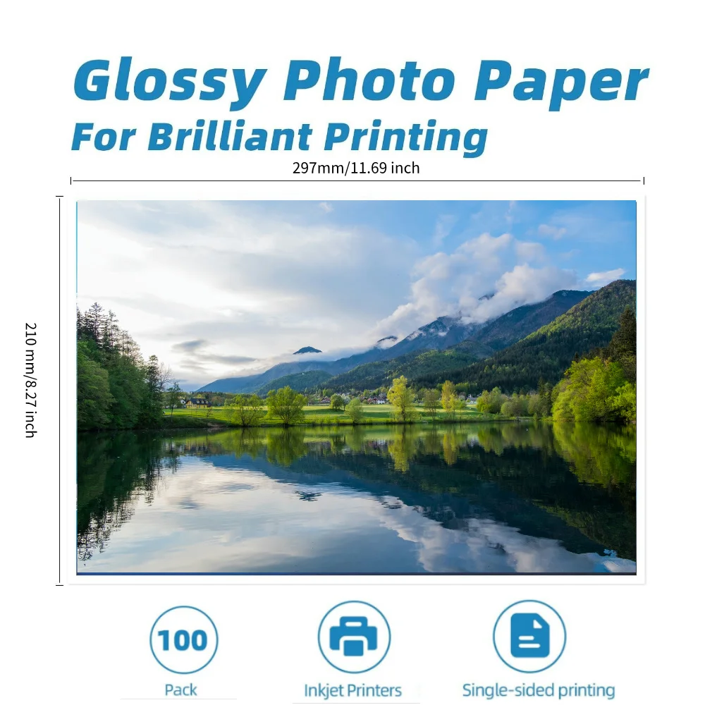A4 100 Blatt Glänzendes Fotopapier 160 g/m² 120 g Wasserfestes – Bild 6