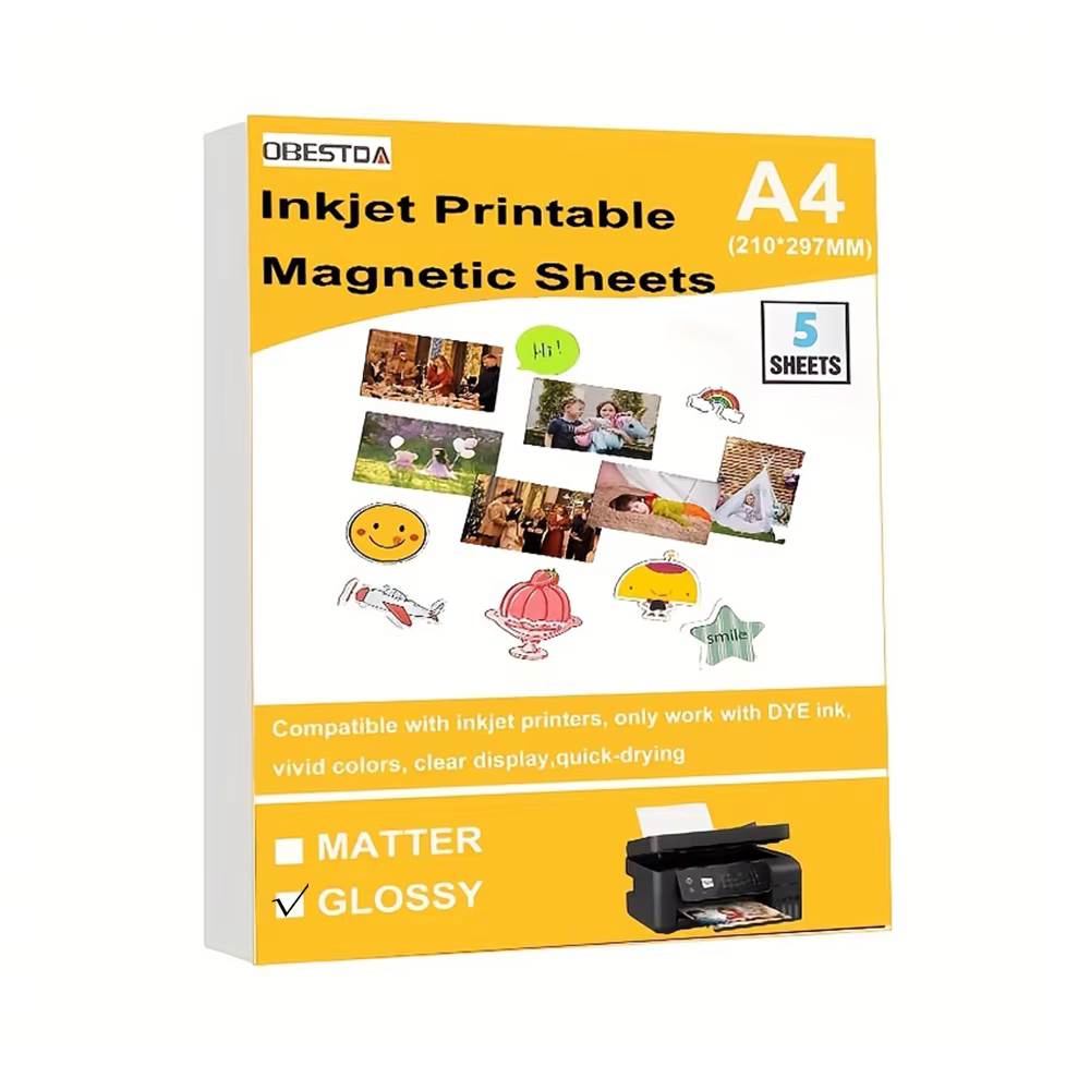 A4 magnetisches glänzendes Fotopapier, Tintenstrahldruck, magnetischer Fotopapierdruck, matt (5 Stück)