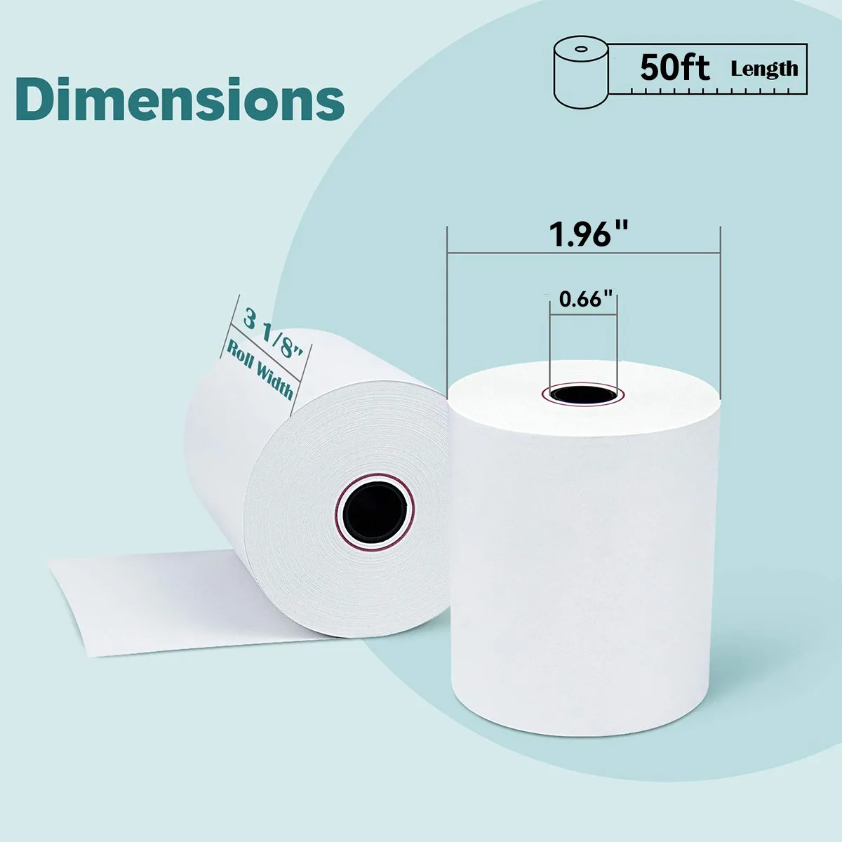 3 1/8x50 Thermopapier (80mm x 50m) passend für quadratisches – Bild 3