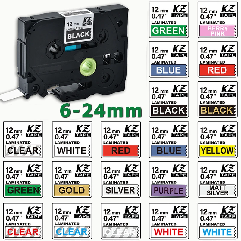 6-24mm TZe-231 tze121 tz335 241 251 345 laminiertes Etikett band passend für PT-H110 PT-210D PT-E550W PT-710BT