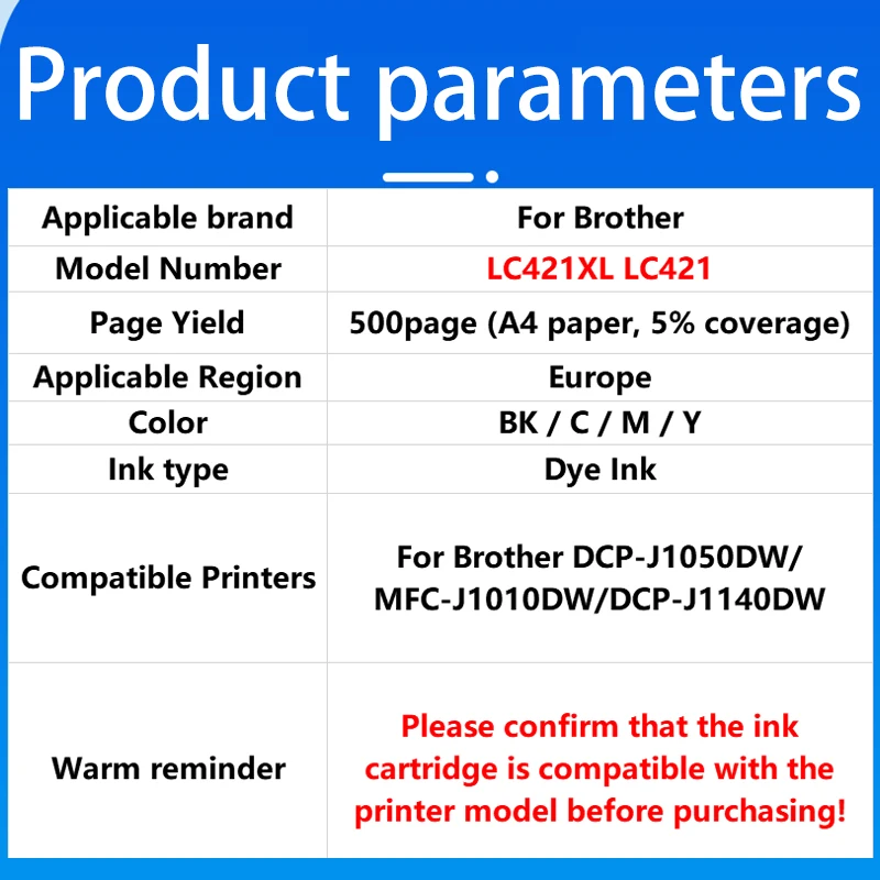 LC421XL LC421 421XL Tintenpatrone passend für Brother DCP-J1050DW – Bild 6