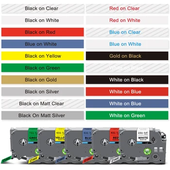 20 Farben passend für Brother 12 mm Etikettenband TZe231 TZe131 TZ431 TZ531 TZ631 TZ731 laminiertes TZe-Band