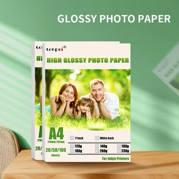 A4-Fotodruckpapier, Fotopapier passend für Tintenstrahldrucker, 200 g, glänzendes, einseitiges Fotopapier