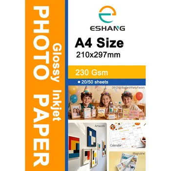 Glänzendes Inkjet-Fotopapier, 61lb/230gsm, A4-Größe (21 x 30 cm, 210x297mm), 20/50 Blatt