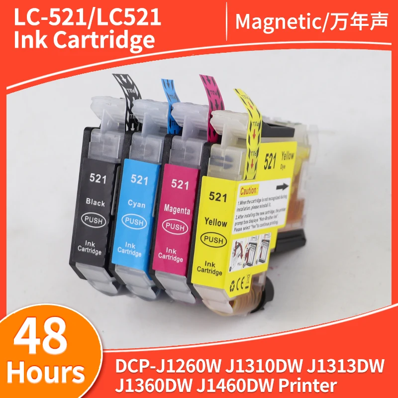 4color LC521 LC-521 LC 521 Tintenpatrone passend für Brother DCP J1260W J1310DW J1360DW J1460DW 1260 1310 1360