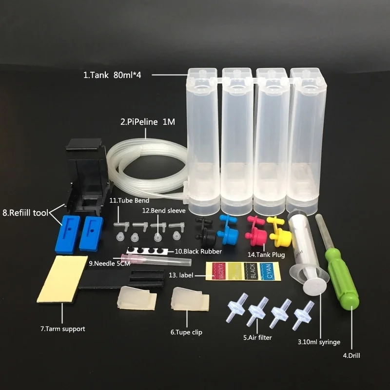 Passend für hp305 305xl diy ciss tinten versorgungs system für hp 305 xl deskjet 2710 2720 4110 4120 4130 neid