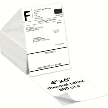 10 x 15 cm Thermodirekt-Etiketten, 500 Etiketten pro Packung, Starker Klebstoff, Wasser- und Fettbeständige