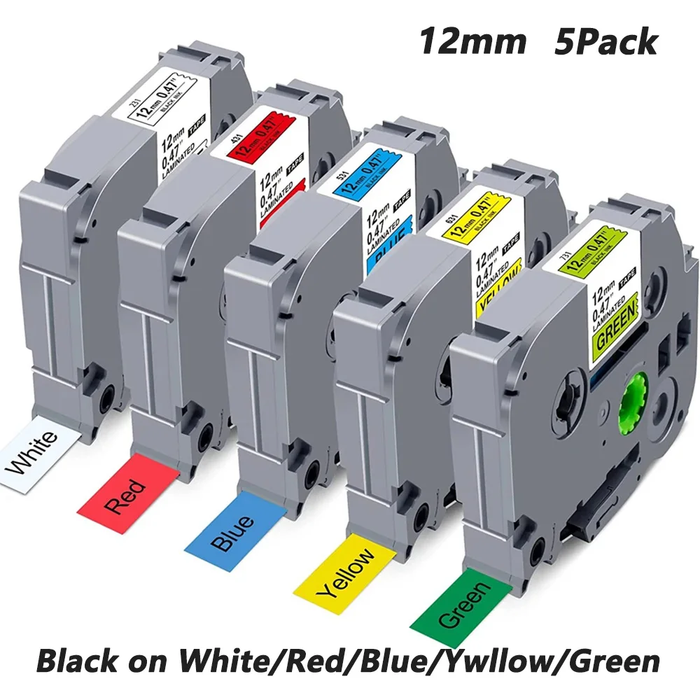 Passend für Brother Etikettendrucker Tze-Band 12mm 0,47 Weiß TZe-231 TZ-231 P-Touch Tze Schwarz auf Weiß Band