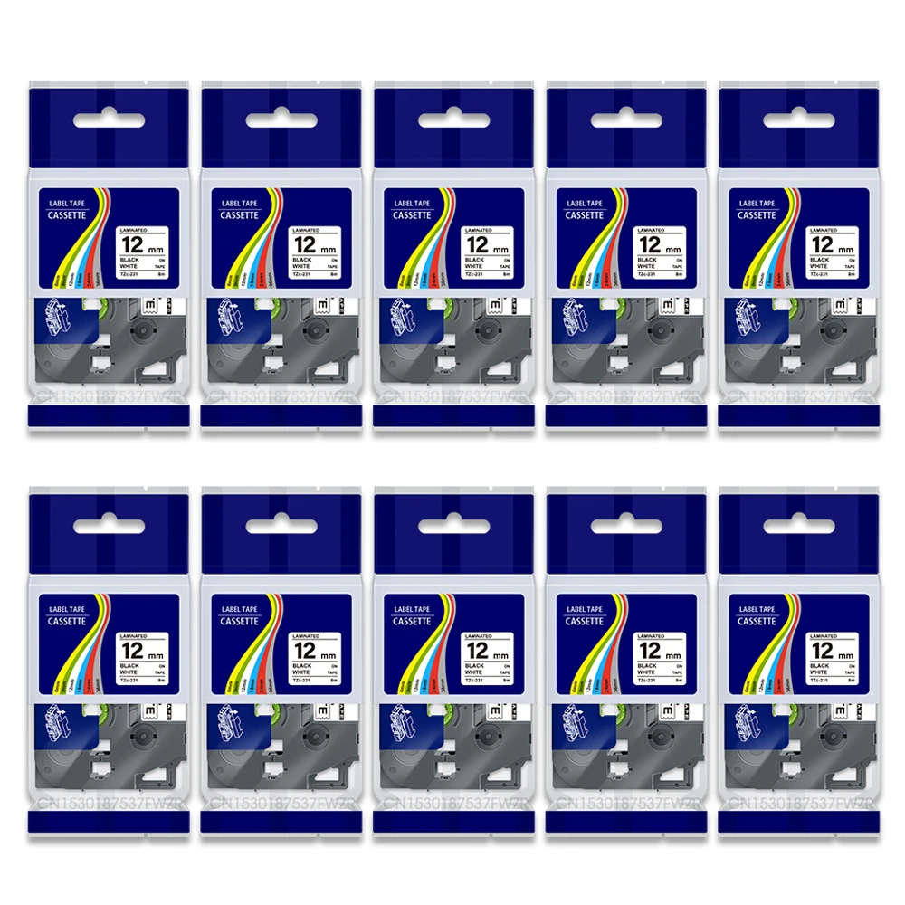 5er-Pack/10er-Pack für Brother TZe-Band TZe-231 TZe231 12mm Etiketten passend für Brother TZ Laminierte