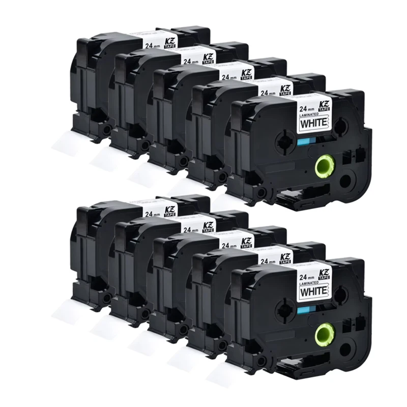 251 24 mm Etikettenband laminiert Brother TZe-251 TZ-251 Schwarz auf Weiß Klebeband (10 Stück)