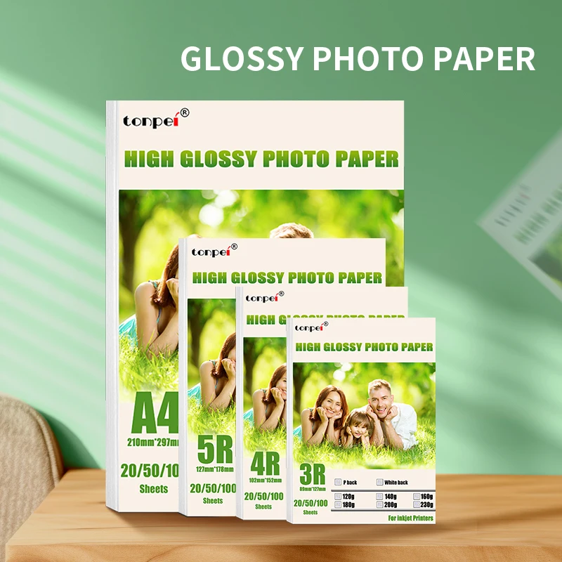 Hochglanz-Fotopapier mit mehreren Spezifikationen, 3R 4R 5R A4, Fotodruckpapier, Tintenstrahldrucker, 180 g