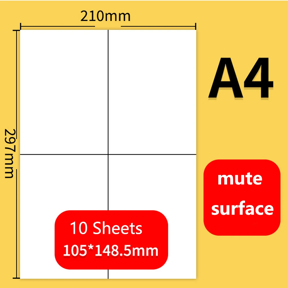 10 Blatt A4 weißes, selbstklebendes Papier, Aufkleber, matt-glänzende – Bild 4