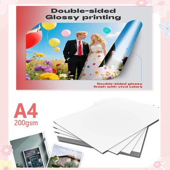 A4 doppelseitiges glänzendes Fotopapier 200 g/m² passend für Tintenstrahldrucker und Farbstofftinte, sofort