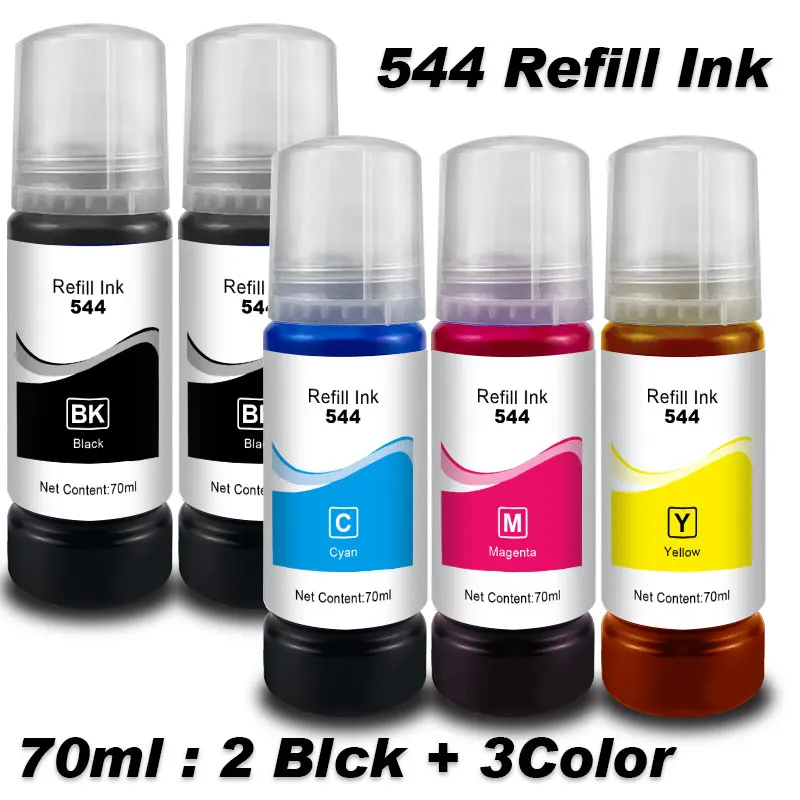 T544 544 Dye Ink 70 ml Flasche Nachfüllset Fit CISS passend für Epson EcoTank L3150 L3110 L3100 L3210 L3250