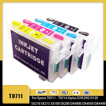 Vilaxh T0711 Nachfüllbare Tintenpatrone passend für Epson T0711 Stylus D78 D92 DX7000F DX5000 DX4050 DX4000