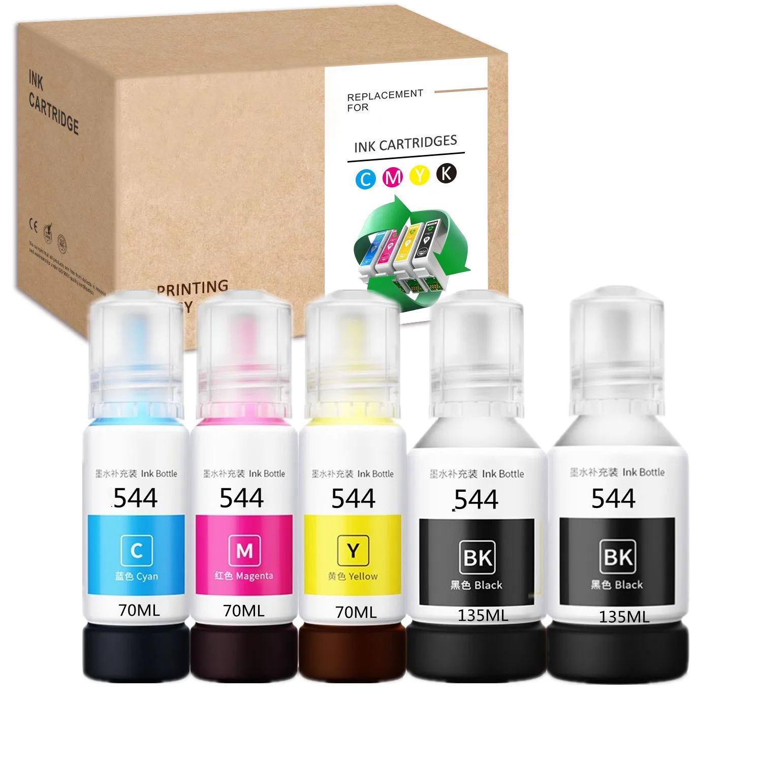 T544 passend für Epson 544 Nachfülltintenflasche L1110 L3100 L3110 L3150 L3210 L3250 5190 Drucker