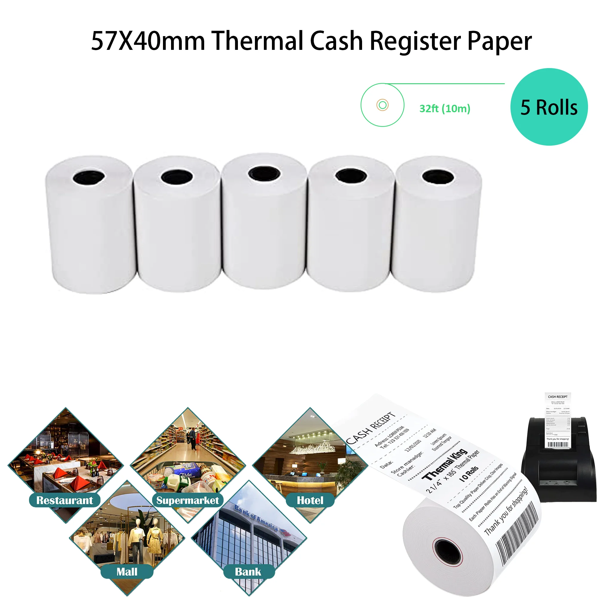 Registrier kasse Thermopapier rollen 57x40mm Quittung papierrollen Verkaufs stelle Thermo drucker Papier