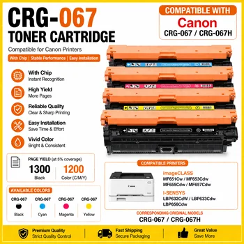 Kompatible CRG-067 Tonerkartusche mit Chip passend für Canon MF651Cw MF653Cdw MF655Cdw MF657Cdw LBP632Cdw
