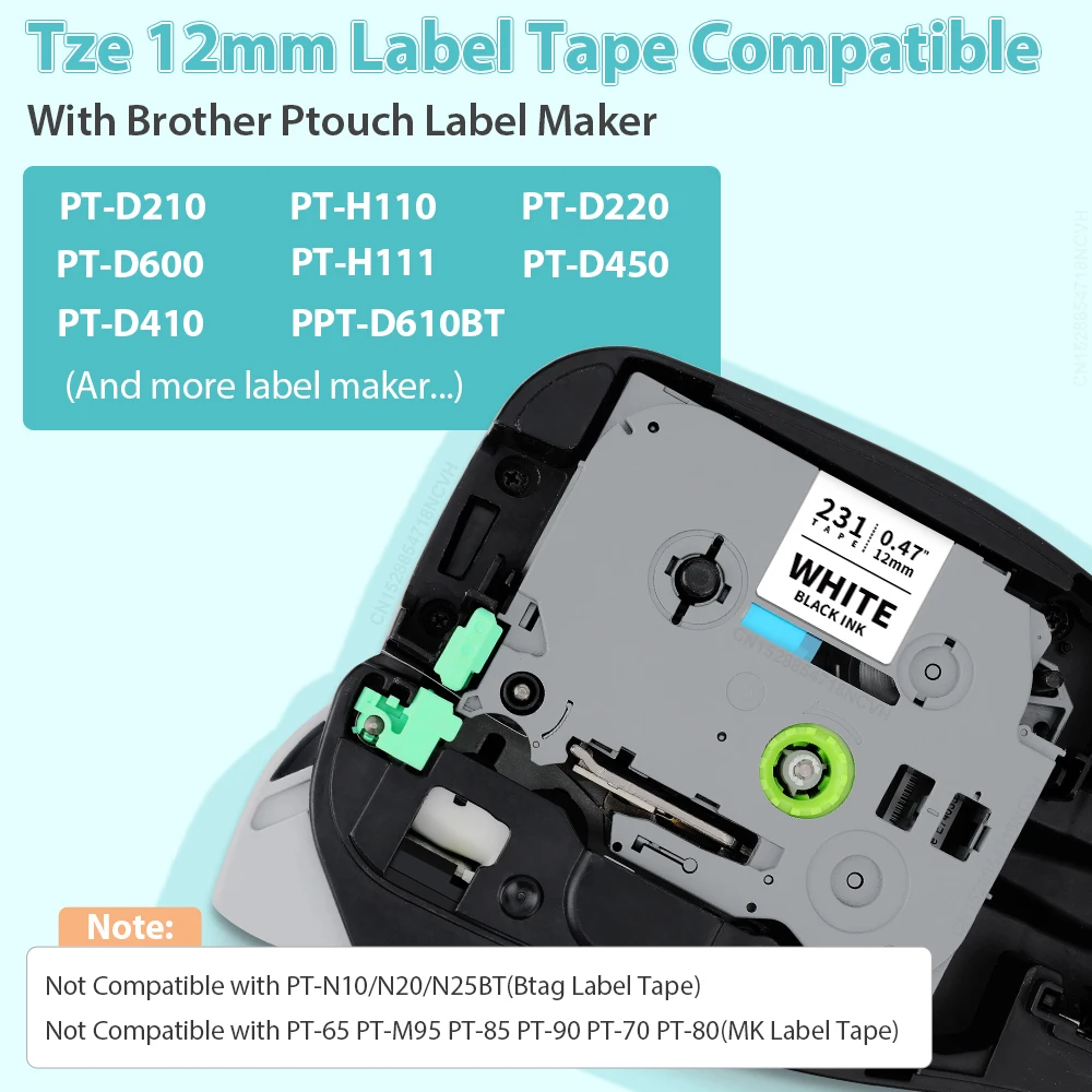 Tze231 12mm Etiketten band passend für Bruder tze231 tz231 (20 Stück) – Bild 3