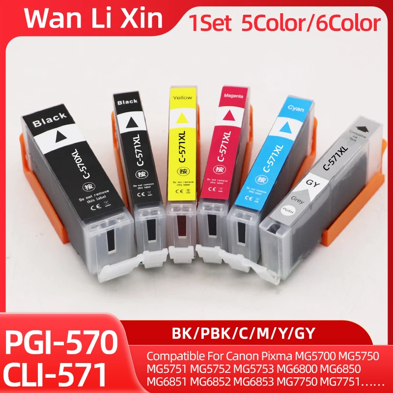 570 571 PGI-570 CLI-571 Tintenpatrone passend für Canon PIXMA MG5750 MG5751 MG5752 MG6850 TS6050 TS5050 TS5051