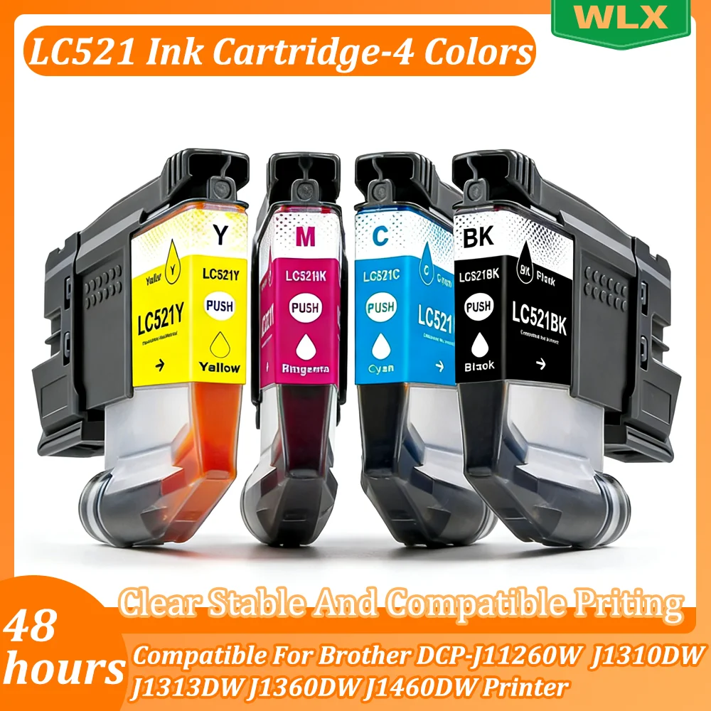 LC521 LC-521 Tintenpatrone passend für Brother DCP-J11260W J1310DW J1313DW J1360DW J1460DW Drucker - 4 Farben