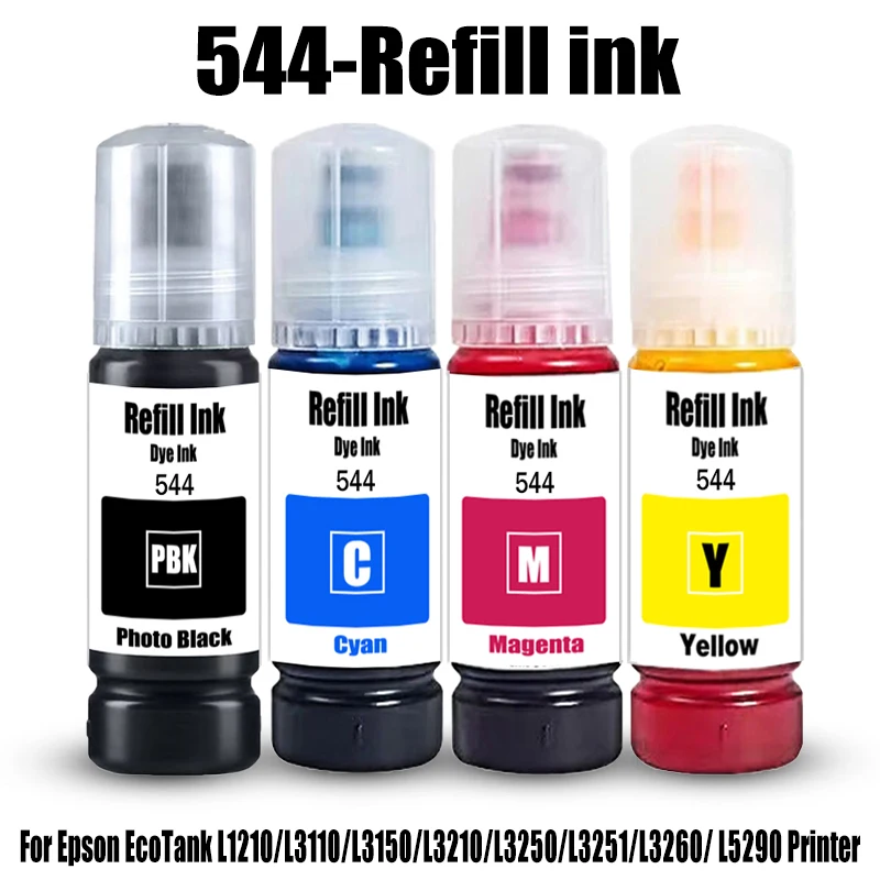 544 Nachfülltinte Farbstofftinte passend für Epson EcoTank L1210 L3110 L3150 L3210 L3250 L3251 L3260 L5290
