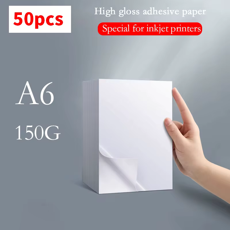 A4 A5 A6 135/150G Fotopapier mit selbstklebender Rückseite, einseitig glänzender Aufkleber
