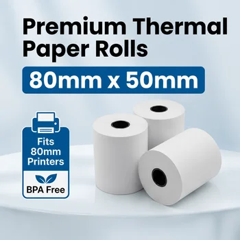 80mm X 50mm Thermopapierrollen BPA-freies Kassenpapier passend für POS-Drucker, Küchenkassen