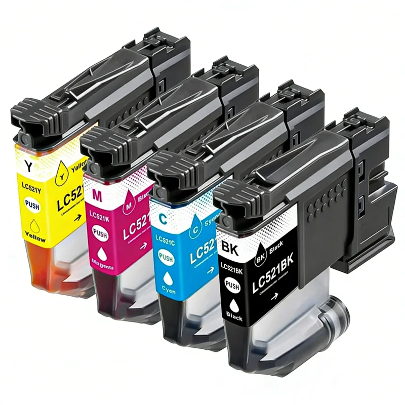4 Farben/1 Set LC521 LC-521 521 Tintenpatrone - Schwarz, Cyan – Bild 3