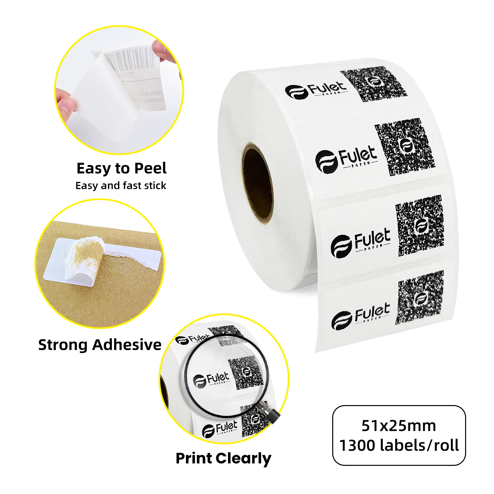 2' X 1' Direkt-Thermoetiketten 51X25mm 1300 Etiketten pro Rolle – Bild 6