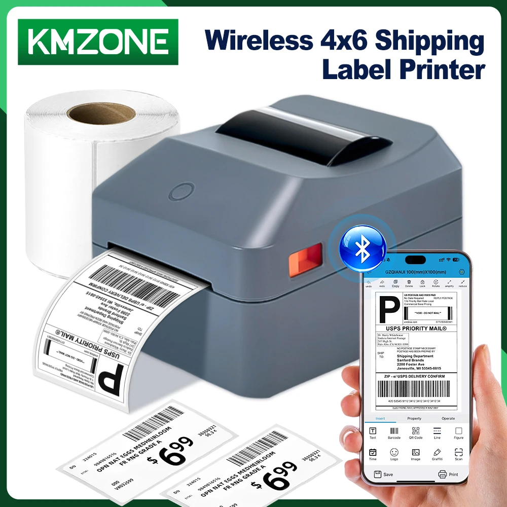 10 cm Thermo-Etikettenaufkleber Frachtbriefdrucker 1D 2D Barcodes Druckpapier Unterstützung QR-Code