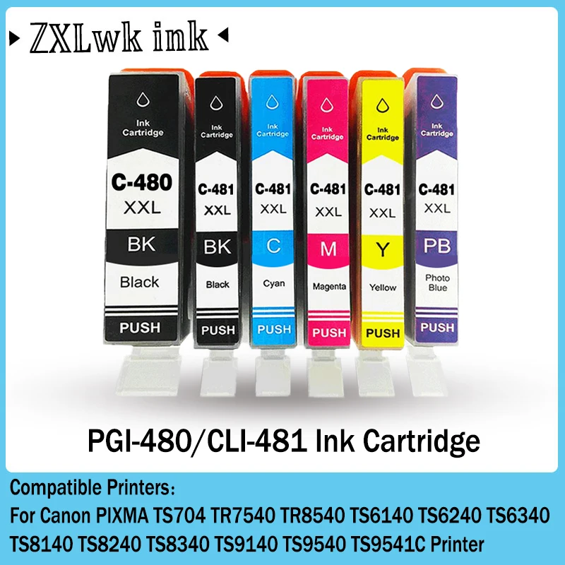 PGI-480 CLI-481 Tintenpatrone passend für Canon TS704 TR7540 TR8540 TS6140 TS6240 TS6340 TS8140 TS8240 TS8340