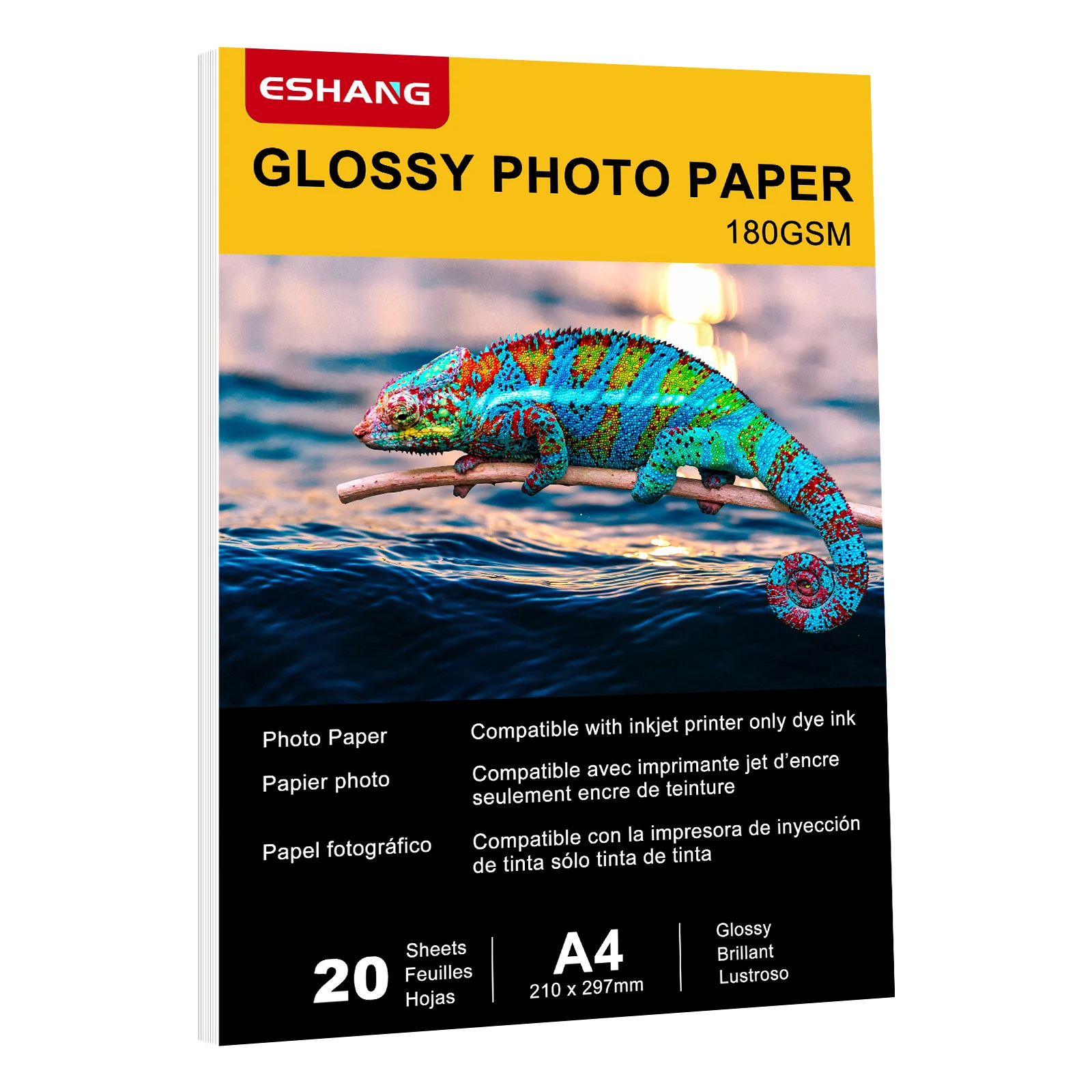 20 Blatt glänzendes A4-Fotopapier, 180 g/m2, hochauflösendes 5760 dpi Inkjet-Druckmaterial, Papier