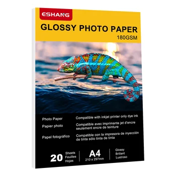 20 Blatt glänzendes A4-Fotopapier, 180 g/m2, hochauflösendes 5760 dpi Inkjet-Druckmaterial, Papier passend